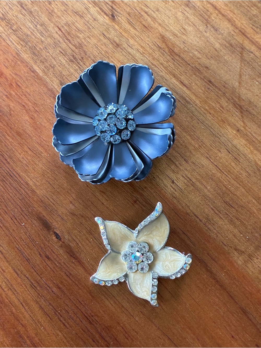 Vintage Floral Brooch Pins, Set of Two